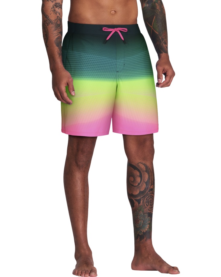 Batikolt/elektrorózsaszín Férfi Fraktálmintás Kényelmes Derék úszónadrág Páncél Alatt Magyarország