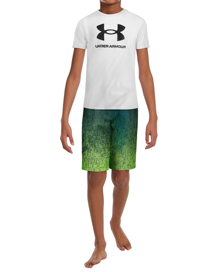 Fiú Blackrun Gradiens Röplabda Rövidnadrág Sötétcián/hiperzöld Páncél Alatti Hungary