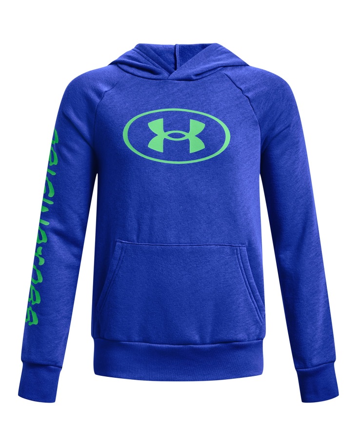 Fiú Rivális Gyapjú Feliratos Kapucnis Pulóver Versa Kék/extrém Zöld Páncél Alatti Magyarország