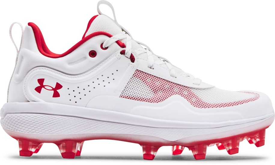 Női Glyde Mt Tpu Softball Stopli Páncél Alá Cipő Fehér/piros
